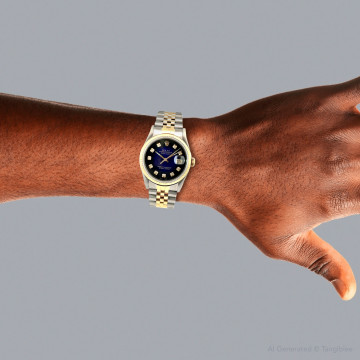 Men's 18K Gold/Stainless Steel Watch | Rolex Oyster Perpetual Datejust 36 mm | Blue Dial