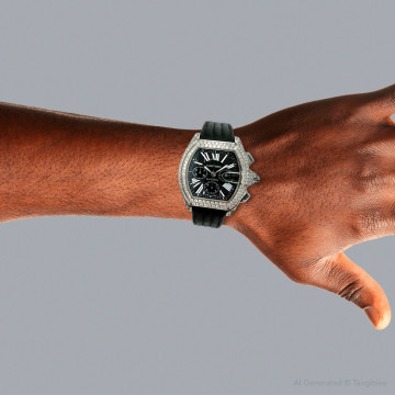 Men's Stainless Steel Diamond Watch | Cartier 42 mm | Black Dial