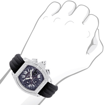 Men's Stainless Steel Diamond Watch | Cartier 42 mm | Black Dial