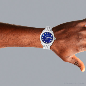 Stainless Steel Men's Rolex Watch | Datejust | 36 mm | Jubilee Bracelet | Diamond Bezel | Blue Dial