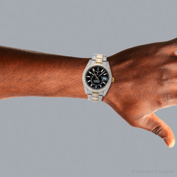 Men's Gold/Stainless Steel Diamond Watch | Rolex Sky-Dweller 42 mm | Stick | Black Dial