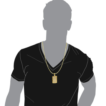 Men's 14K Gold Diamond Dog Tag Pendant | SI | 3.25ct