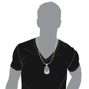 Men's Diamond Egyptian Pharaoh Head Pendant | SI | 14K Gold | 2.38ct