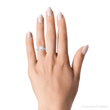 Celeste Women's 14K Gold Tapered Baguette and Cushion Cut Lab-Grown Diamond Three-Stone Engagement Ring | Prong Bar Set | 2ct