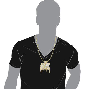 Men's Round Cut Diamond Name Plate Pendant | Sterling Silver | 21ct