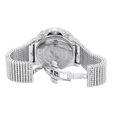 Stainless Steel Men's Breitling Watch | Super Avenger | 50 mm | Diamond Bezel | White Dial