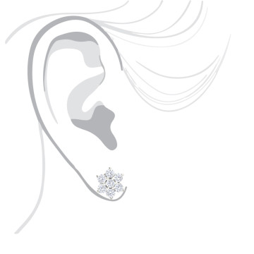 Prong Cut Diamond Stud Cluster Earrings for Men and Women | 14K Gold | Screw Back | 2.5ct