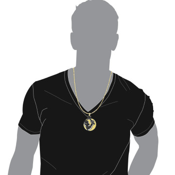 Men's 14K Gold Arm & Hammer Pendant | Round Medallion 