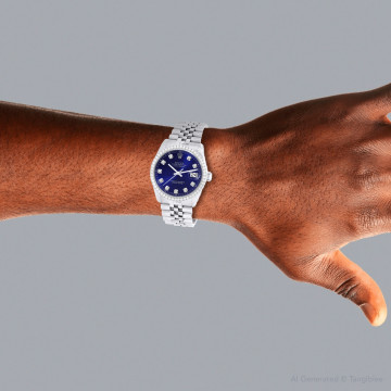 Men's Stainless Steel Diamond Watch | Rolex Oyster Perpetual Datejust 36 mm Blue Dial