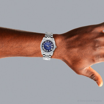 Stainless Steel Men's Rolex Watch | Datejust | 36 mm | Diamond Bezel | Blue Dial