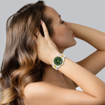 Gold/Stainless Steel Men's and Women's Rolex Watch | Datejust | 36 mm | Oyster Bracelet | Diamond Bezel | Green Dial