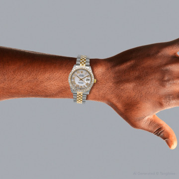 Gold/Stainless Steel Men's Rolex Watch | Oyster Perpetual Datejust | 36 mm | Jubilee Bracelet | Diamond Bezel | White Dial