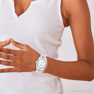 Women's Stainless Steel Diamond Watch | Rolex Oyster Perpetual Datejust 34 mm Silver Tone Dial