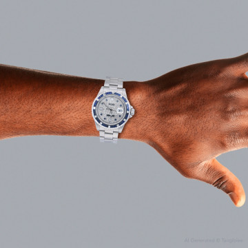 Stainless Steel Men's Rolex Watch | Submariner | 40 mm | Oyster Bracelet | Diamond Sapphire Bezel | Silver Tone Dial