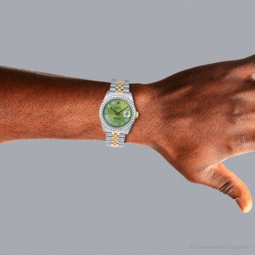 Gold/Stainless Steel Men's Rolex Watch | Datejust | 36 mm | Jubilee Bracelet | Diamond Bezel | Green Dial