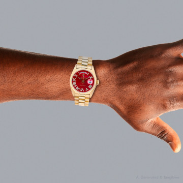 18K Gold Men's Rolex Watch | Day-Date | 36 mm | President Bracelet | Red Dial