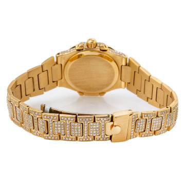 Women's 18K Gold Diamond Watch | Patek Philippe 27 mm | White Dial