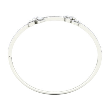 Women's 14K Gold Natural and Lab-Grown Diamond Bangle Bracelet | Pave Channel Prong Set | 1.02ct