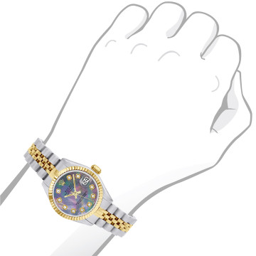 Gold/Stainless Steel Women's Rolex Watch | Datejust | 26 mm | Jubilee Bracelet | Black Dial