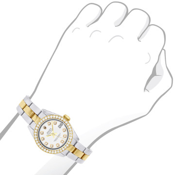 Women's Gold/Stainless Steel Two-Tone Diamond Watch | Rolex Oyster Perpetual Datejust 26 mm White Dial