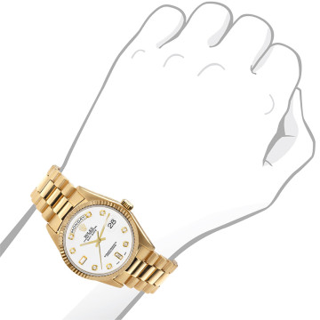 Women's 18K Gold Watch | Rolex Day-Date 36 mm White Dial